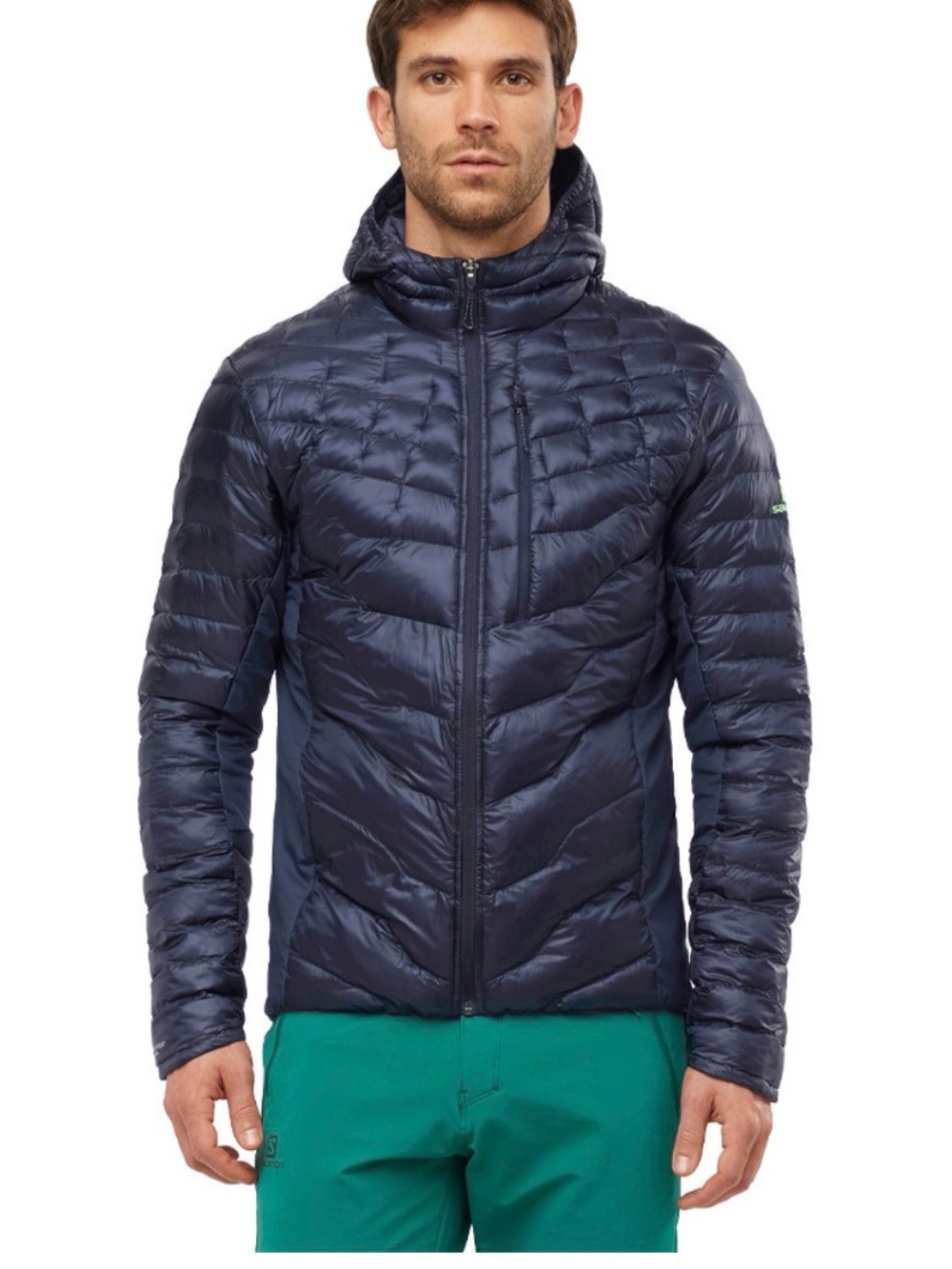 Salomon Men's Outpeak primaloft dark Navy Hooded Quilted Puffer Jacket large